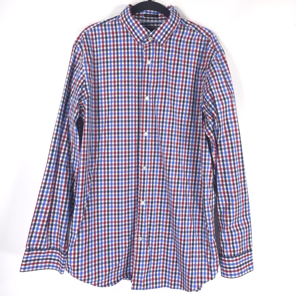 BANANA REPUBLIC 120s SUPIMA COTTON GRANT FIT Plaid Multi Button up Shirt LARGE